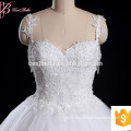 2017 Suzhou White Lace Applique Chapel Train Plus Size Puffy Bridal Wedding Dress Ball Gown